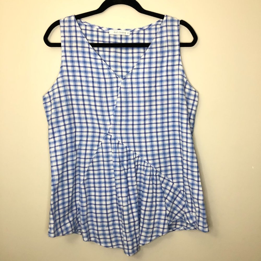 Cut Loose lagenlook asymmetrical plaid tank S.